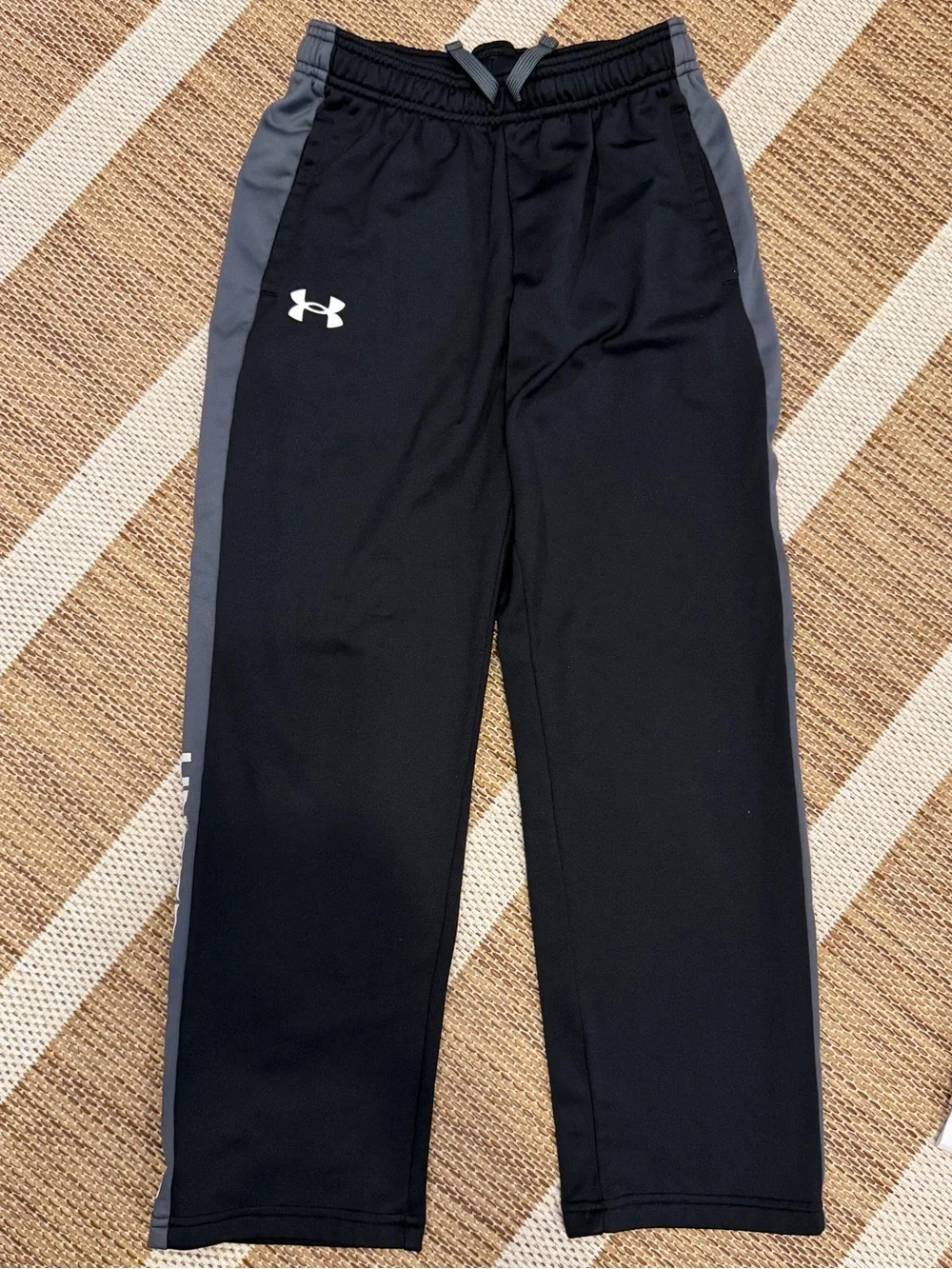 Under Armour Black Joggers with Gray Side Panels - Kids